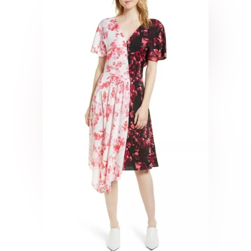 Lewit Double-Print Assymetrical Silk Dress. New with Tags!